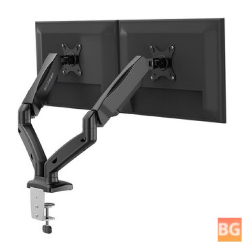 360° Rotating Monitor Stand with Dual Pneumatic Arms, Tilt & Swivel, +90° to -45°, 180° Swivel