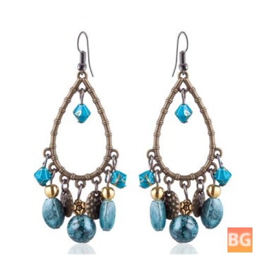 Bohemian Tassels Drop Earrings in Long Style - Turquoise Earring