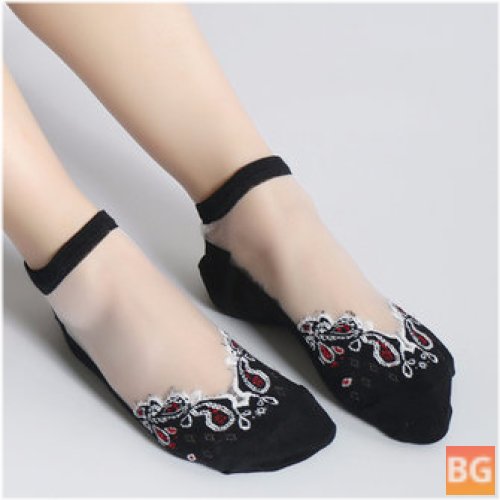 Breathable Crystal Silk Socks for Women