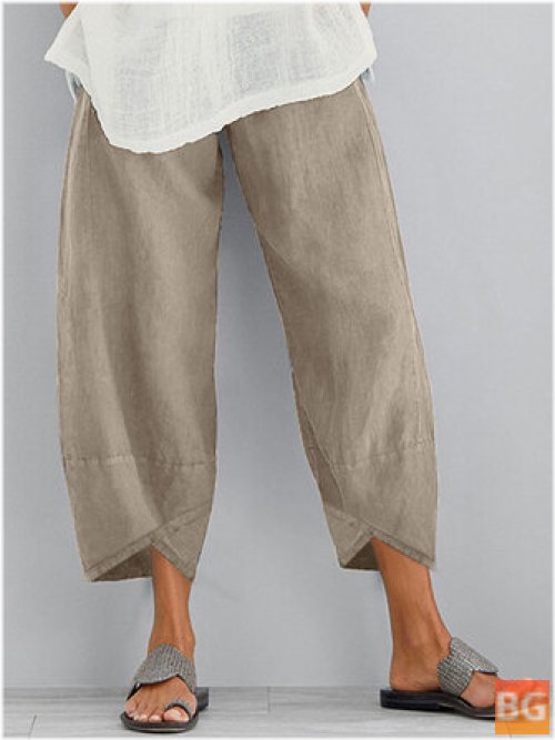 Women's Solid Color Elastic Waist Pants