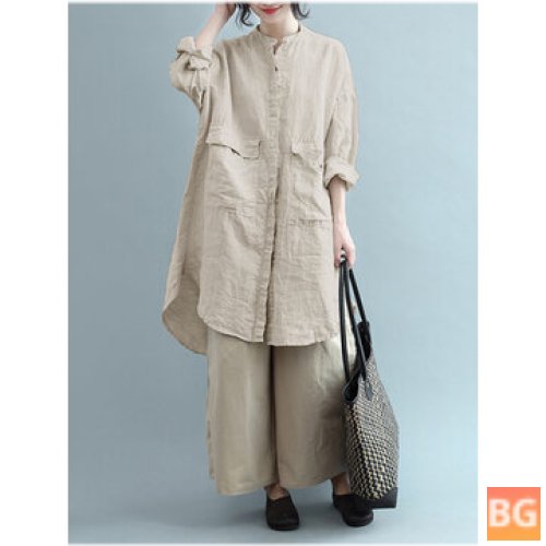 Vintage Cotton Long Sleeve Shirt for Women
