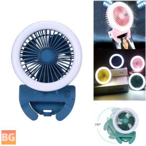 Fan with LED Light - Mini - 180° Rotation - 2 Modes - Fill Light - 3 Speed - Wind Fan - Make-up Outdoors - Camping - Travel