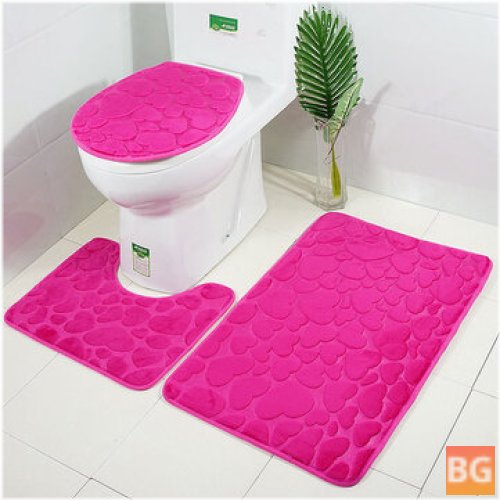 3-Pack 3D Bathroom Mats - Solid Flower - Anti-Skid Carpet Water Absorbent Foot Rugs