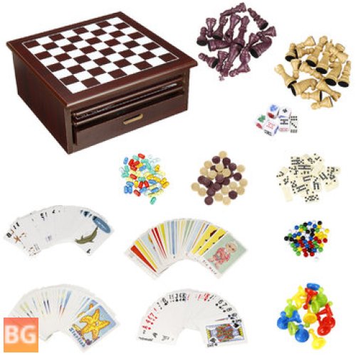 Wooden Backgammon Checkers Ladders and Chess Board - Set of 3