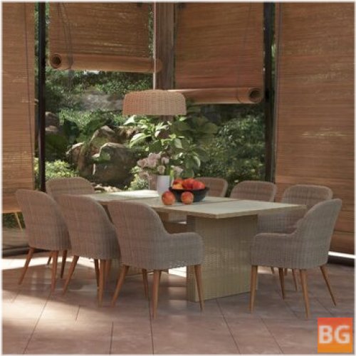 Patio Dining Set - Poly Rattan Brown