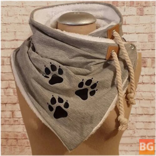 Women's Animal Paws Pattern Thick Casual Warm Adjustable Neck Scarf
