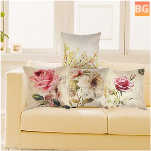 Vintage Throw Pillowcase with Roses