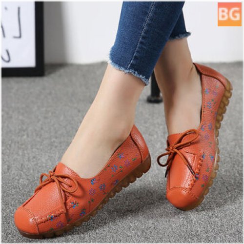 Women's Bowknot Flowers Printed loafers - Casual shoes