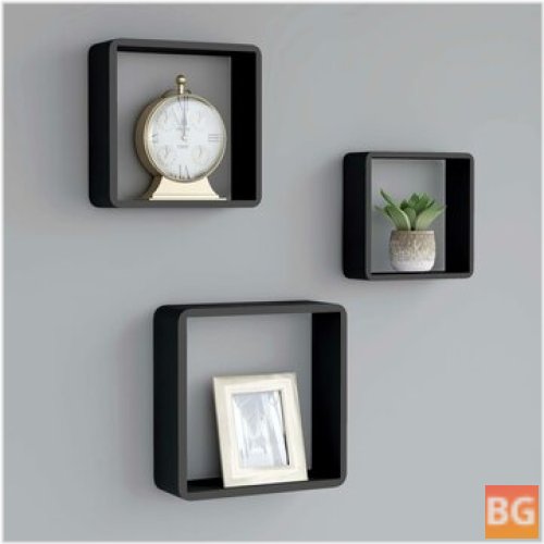 Black Cube Shelves (Set of 3)