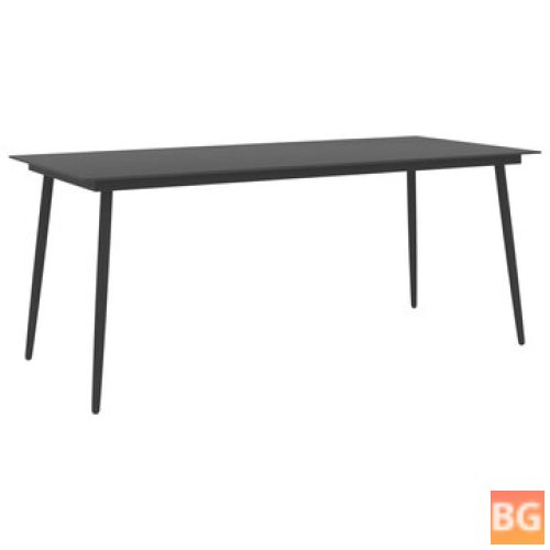 Table with Black Glass and Steel Frame