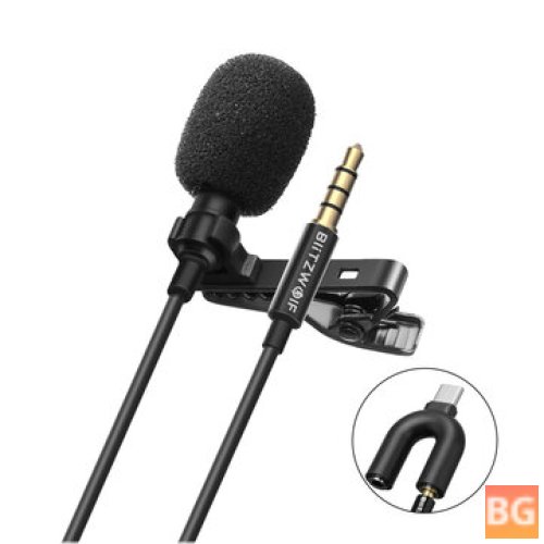 BlitzWolf CM1 Mini 3.5MM Lavalier Cardioid Microphone for YouTuBe Live Broadcasting and Recording