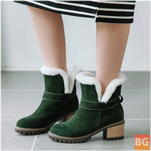 Women's Plus Size Suede Lining Warm Round Toe Snow Boots
