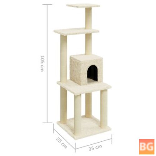 Sisal Scratch Post for Cats - 105CM Cream