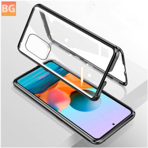 Xiaomi Redmi Note 10 /Redmi Note 10S Case - 2 in 1 Magnetic Flip Double-Sided Tempered Glass Metal Full Cover Protective Case