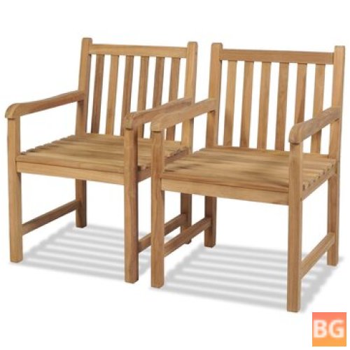 2-Piece Outdoor Chairs with Solid Teak Wood