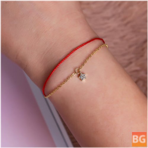 925 Sterling Silver Red Rope Lucky Charm Bracelet for Women