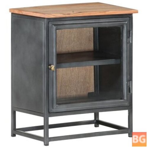 Gray Bedside Cabinet with a Solid Wood Top and Side Table