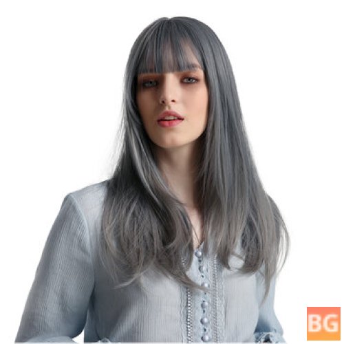 Blue long hair wig for African American women - elegant flowing high temperature silk synthetic wig