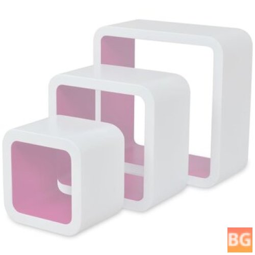 Wall Cube - 6 pcs White and Pink