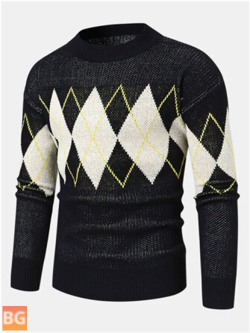 Long Sleeve Sweater with Lattice Pattern