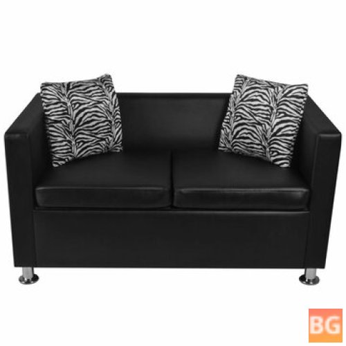 Sofa for 2 People - Artificial Leather Black
