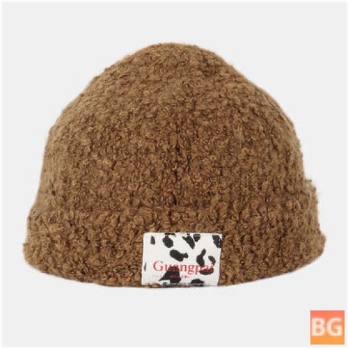 Cow Pattern Teddy Wool Beanie Hat for Women