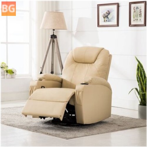 Electric Massage Rocking Chair with 8 Massage Points, Heating Function for Living Room, Office Cream