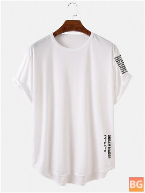 Japanese Print High-Low Tee for Men
