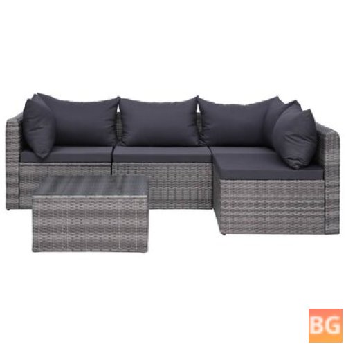 Garden Lounge Set with Cushions and Rattan Fabric