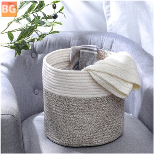 Cotton Rope Woven Basket for Bathroom Laundry - Dirty Clothes Container