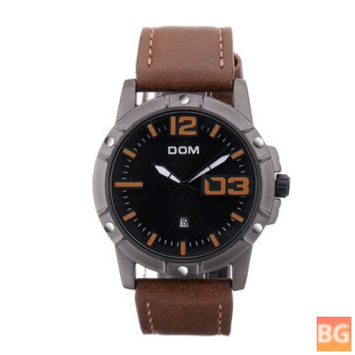 Luxury Sport Wristwatch - Men's Watch with Leather Strap and Waterproof Quartz Movement