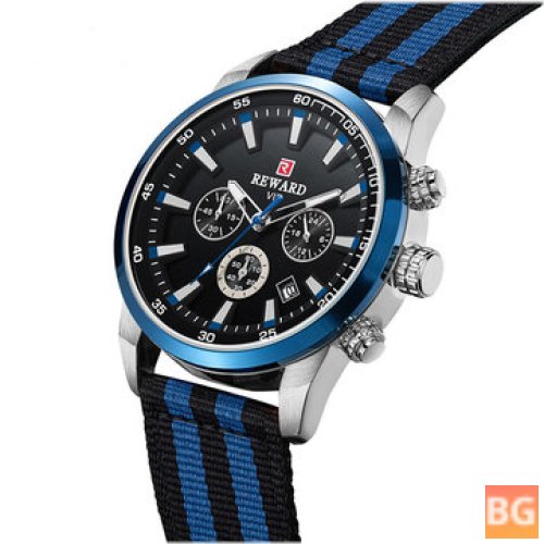 Casual Waterproof Chronograph Watch with Nylon Strap and Quartz Movement