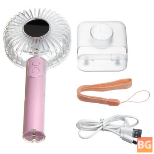 USB Mini Handheld Fan with Mirror and Light Function