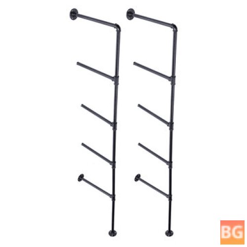 3/4-Tier Industrial Wall-Mounted Iron Pipe Shelf with Metal Frame