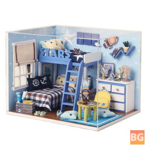 Wooden Blue and Pink Doll House Set