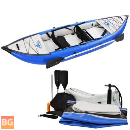 12FT Inflatable Kayak Set - 2 Person Recreational Boating with Paddle & Air Pump