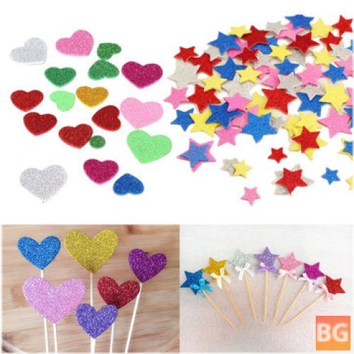 Craft Foam Stickers with Stars and Hearts - 30 Pieces