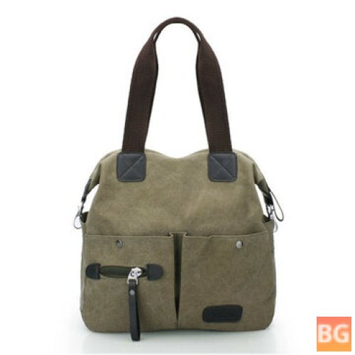 Women's Padded Messenger Bag with Canvas Top and shoulder strap