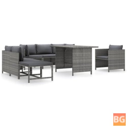 Patio Lounge Set with Cushions - Gray