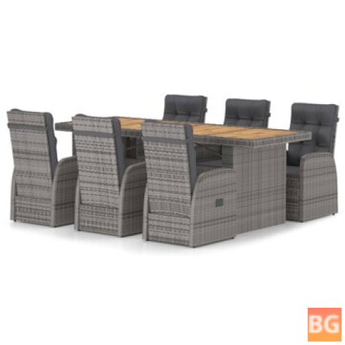 Outdoor Dining Set with Cushions - Gray