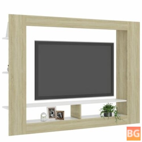 TV Cabinet White and Oak 59.8