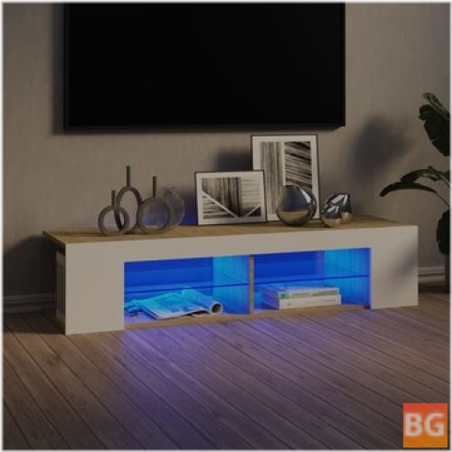 TV Cabinet with LED Lights and Oak woodgrain Theme