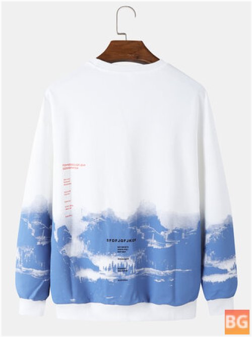 Long Sleeve T-Shirt with Landscape Pattern