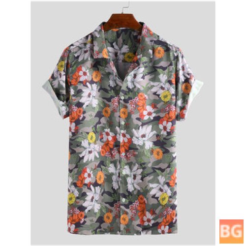 Short Sleeve Floral Print T-Shirts for Men
