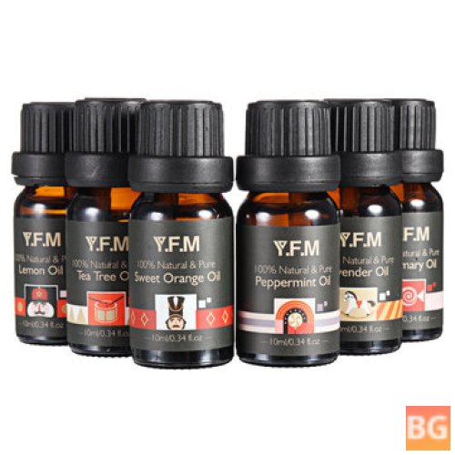 Y.F.M Aromatherapy Oil Set - 6 High-Class Essential Oils (10ml) for Yoga & Relaxation