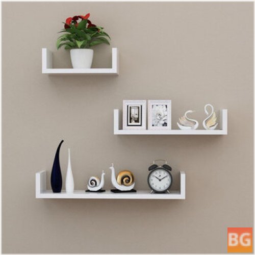 Wooden Wall Shelf with Organiser - Wall Mounted