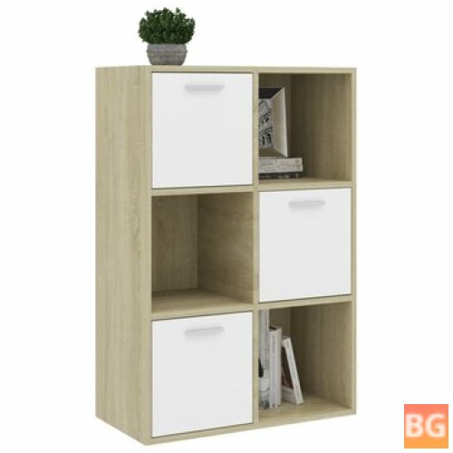 Storage Cabinet - White and Sonoma Oak 23.6