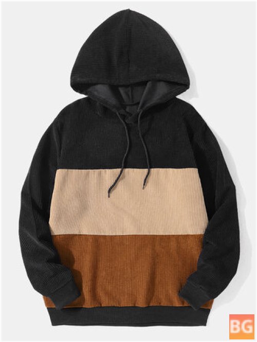 Hooded Sweatshirt with Men's Patchwork Fabric Pattern