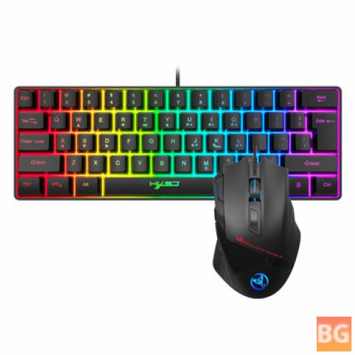 HXSJ Gaming Keyboard and Mouse Combo - USB Wired, RGB, 61 Keys, 7200DPI
