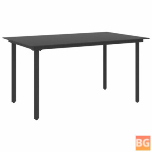 Dining Table with Black Glass and Steel Frame